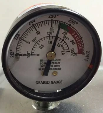 Build pressure until gauge reads within the green sterilization zone